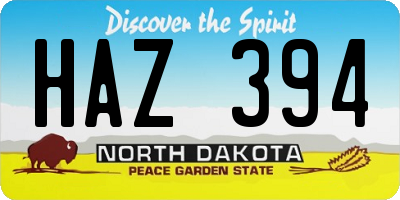 ND license plate HAZ394