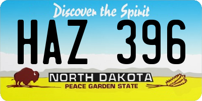 ND license plate HAZ396