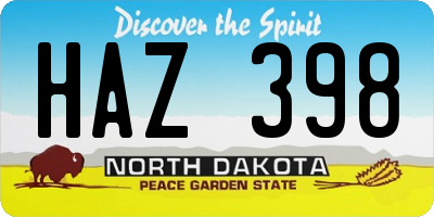 ND license plate HAZ398