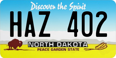 ND license plate HAZ402