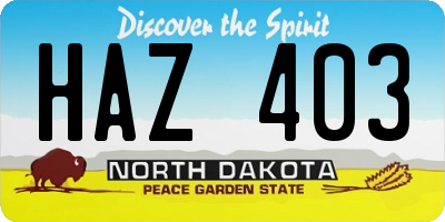 ND license plate HAZ403