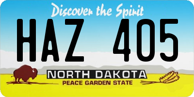 ND license plate HAZ405