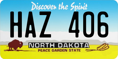 ND license plate HAZ406