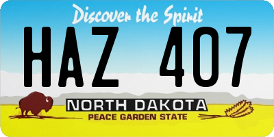 ND license plate HAZ407