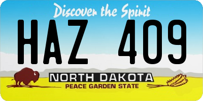 ND license plate HAZ409