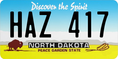 ND license plate HAZ417