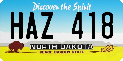 ND license plate HAZ418