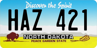 ND license plate HAZ421