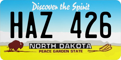 ND license plate HAZ426