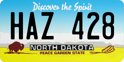 ND license plate HAZ428