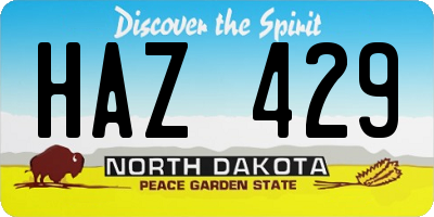 ND license plate HAZ429