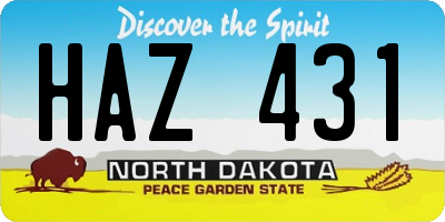 ND license plate HAZ431