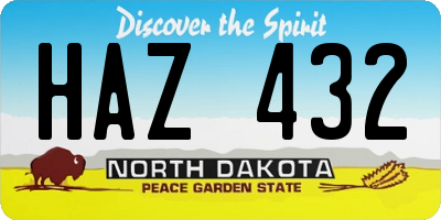 ND license plate HAZ432