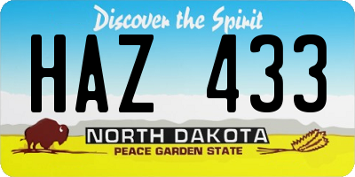 ND license plate HAZ433