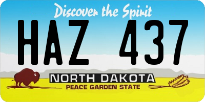 ND license plate HAZ437