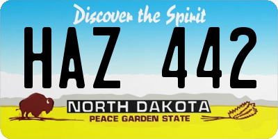 ND license plate HAZ442