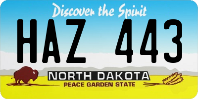 ND license plate HAZ443