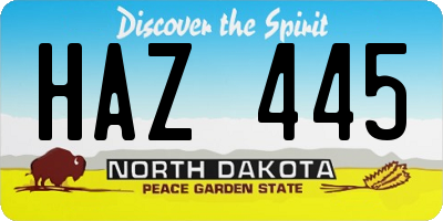 ND license plate HAZ445