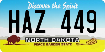 ND license plate HAZ449