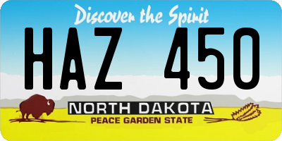 ND license plate HAZ450
