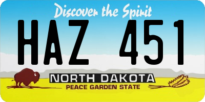 ND license plate HAZ451