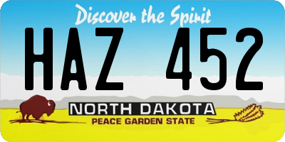 ND license plate HAZ452