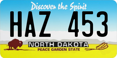 ND license plate HAZ453