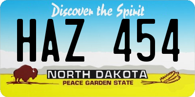 ND license plate HAZ454