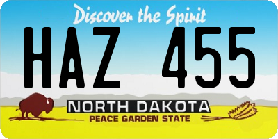 ND license plate HAZ455