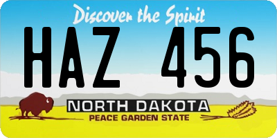 ND license plate HAZ456