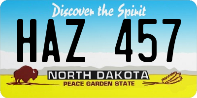 ND license plate HAZ457