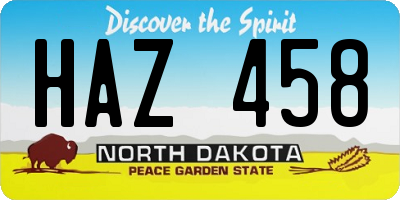 ND license plate HAZ458