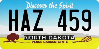 ND license plate HAZ459