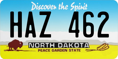 ND license plate HAZ462