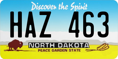 ND license plate HAZ463