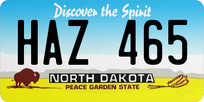 ND license plate HAZ465