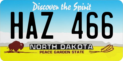 ND license plate HAZ466