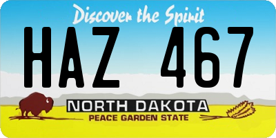 ND license plate HAZ467