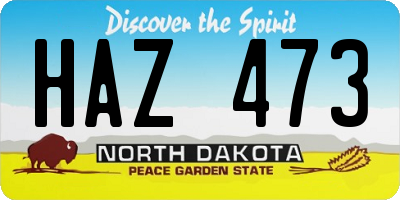 ND license plate HAZ473