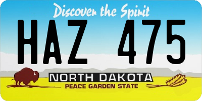 ND license plate HAZ475