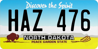 ND license plate HAZ476