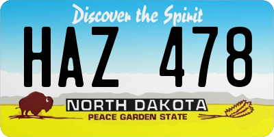 ND license plate HAZ478