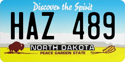 ND license plate HAZ489