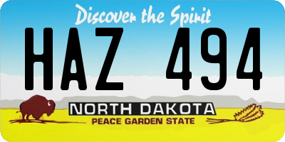 ND license plate HAZ494