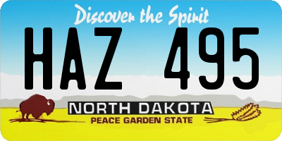 ND license plate HAZ495