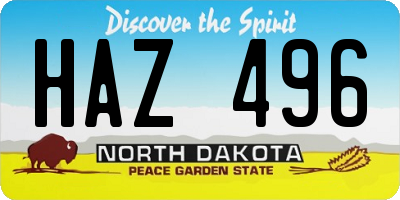 ND license plate HAZ496