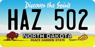 ND license plate HAZ502