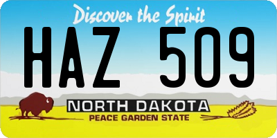 ND license plate HAZ509