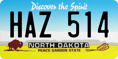 ND license plate HAZ514