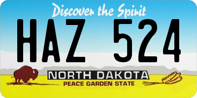 ND license plate HAZ524
